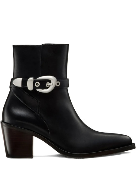  Stuart Weitzman Maven Buckle-strap Pointed-toe Boots - Black 