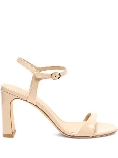  Stuart Weitzman 85mm Babette 85 Patent Leather Ankle-strap Sandals - Neutrals 