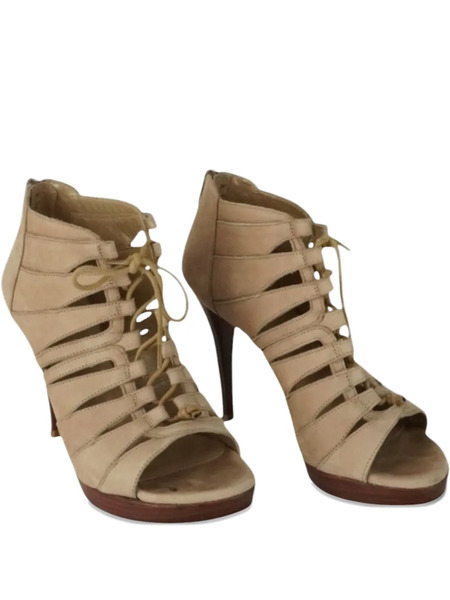  Stuart Weitzman 105mm Lace-up Suede Sandals - Neutrals 