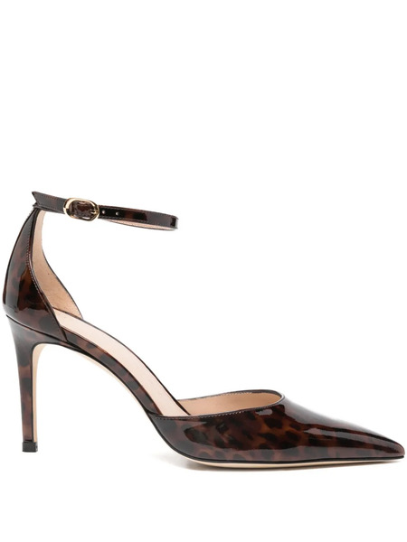 Stuart Weitzman 85mm Leopard-print Ankle-strap Pumps - Brown 