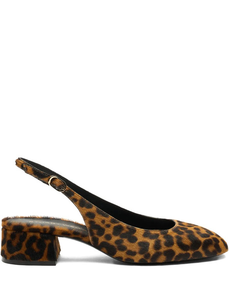  Stuart Weitzman 35mm Maeve Slingback Leopard Pumps - Brown 