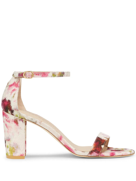  Stuart Weitzman 70mm Nearly Floral-print Jacquard Sandals - Red 