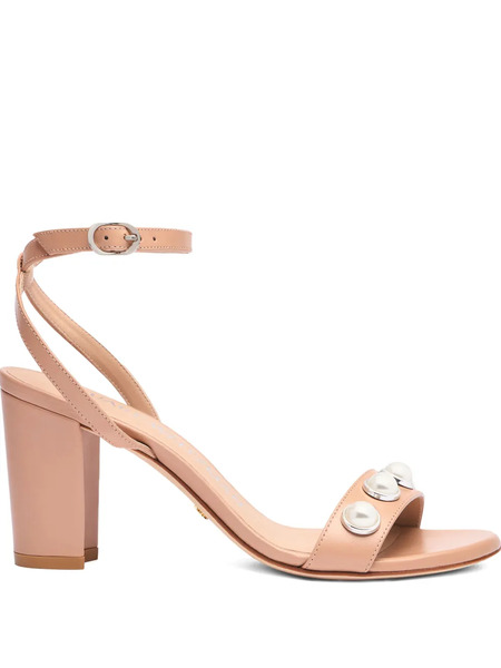  Stuart Weitzman 80mm Nearlybare Portia Pearl-embellished Sandals - Neutrals 
