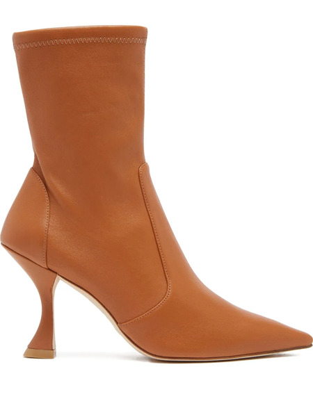  Stuart Weitzman 85mm Xcurve Stretch Sock Ankle Boots - Brown 