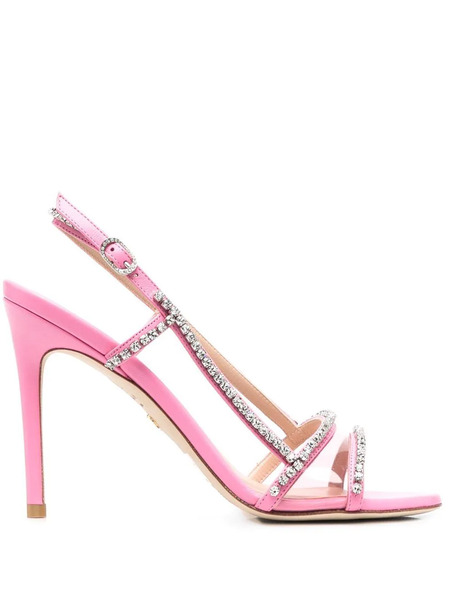 Stuart Weitzman Mondrian Glam Crystal-embellished 100mm Sandals - Pink 