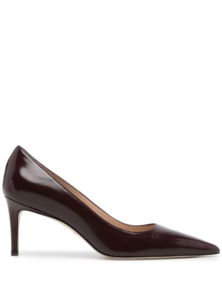  Stuart Weitzman Pointed-toe 75mm Leather Pumps - Purple 
