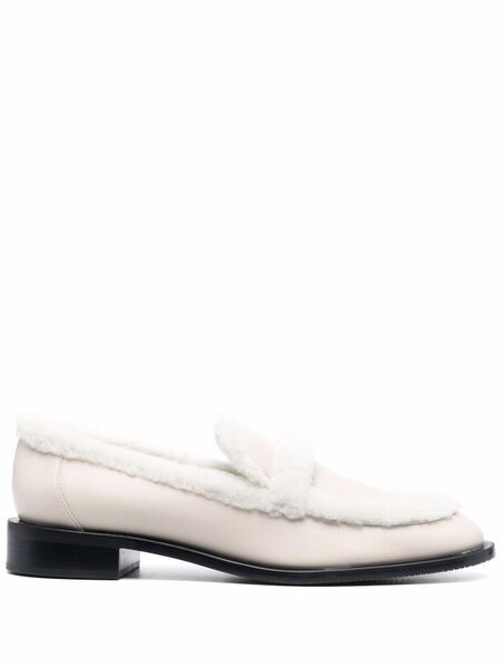  Stuart Weitzman Shearling Trim Loafers - Neutrals 
