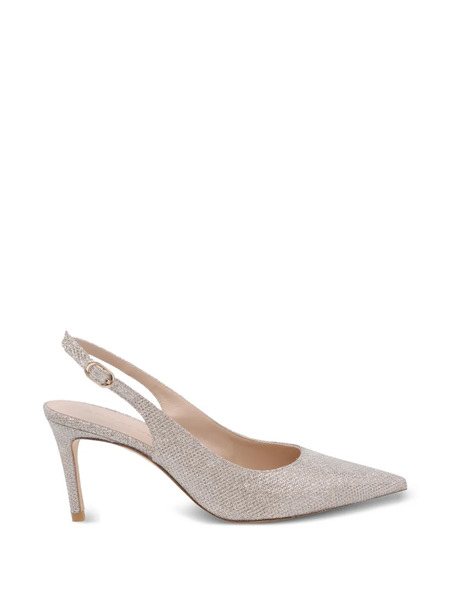 Stuart Weitzman Stuart Power Slingback Pointed Toe Pumps - Silver 