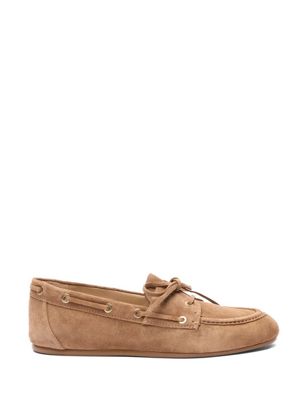  Stuart Weitzman Tinsley Tie Metallic-eyelets Loafers - Neutrals 