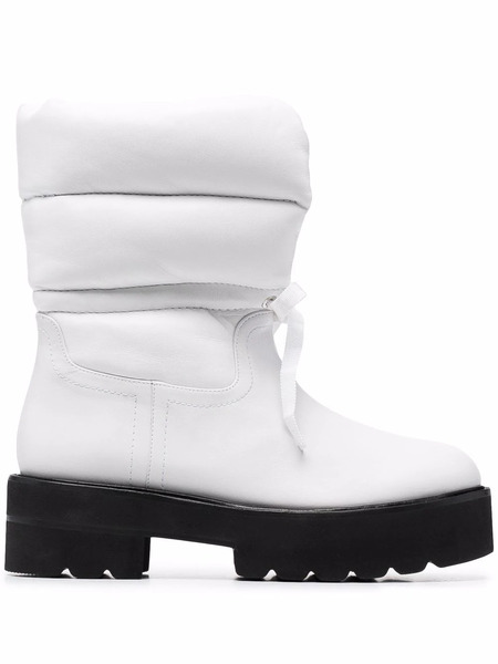  Stuart Weitzman Tyler Quilted Panelled Ankle Boots - White 