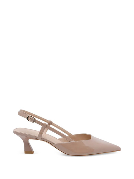  Stuart Weitzman Vinnie 50 Buckle Leather Pumps - Neutrals 