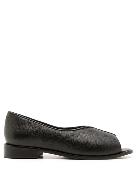  Studio Chofakian Open-toe Leather Flats - Black 