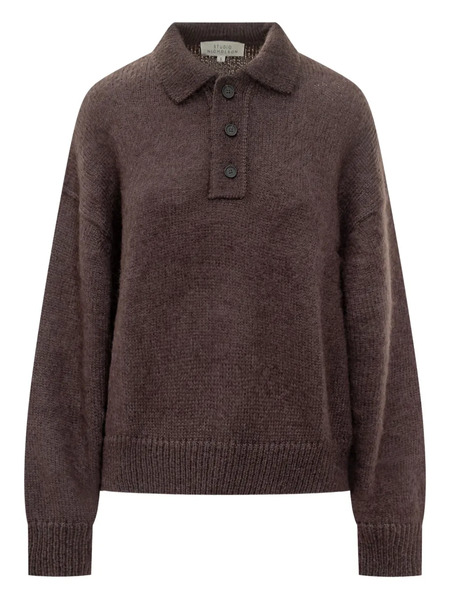  Studio Nicholson Dune Buttoned Polo Shirt - Brown 