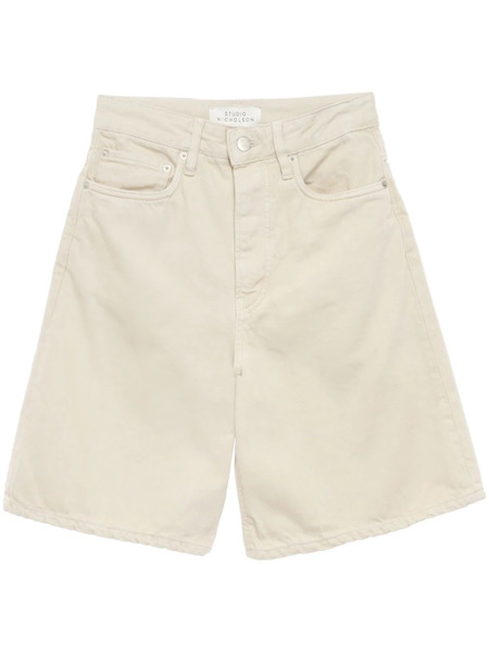 Studio Nicholson Logo-patch Cotton-blend Shorts - Neutrals 