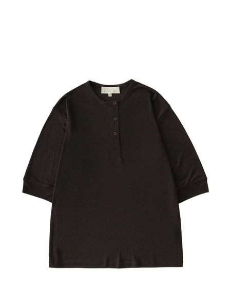  Studio Nicholson Lorem Button Grandad-collar Top - Black 