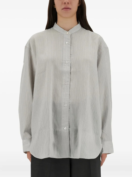  Studio Nicholson Stripe Collarless Top - Grey 