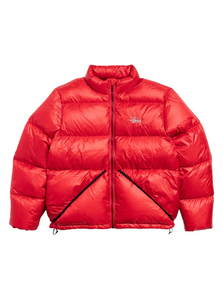  Stüssy Logo Puffer Jacket - Red 