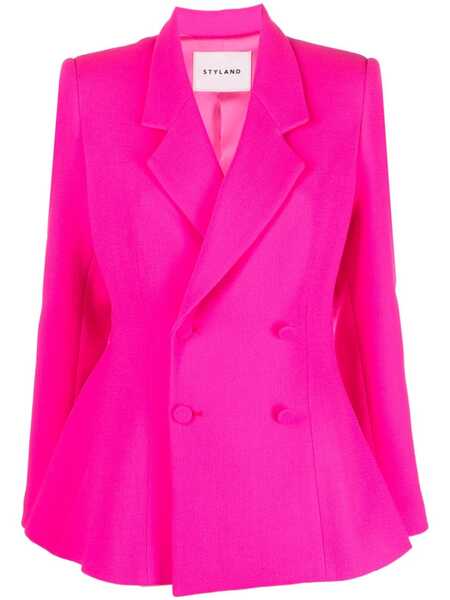  Styland Double-breasted Wool Blazer - Pink 
