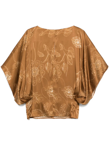  Styland Floral-print Blouse - Brown 