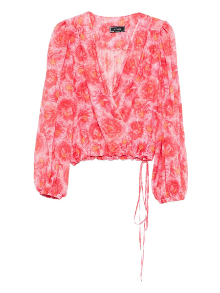  Styland Floral-print Blouse - Pink 