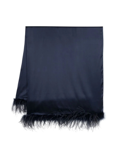  Styland Ostrich-feather Satin Scarf - Blue 