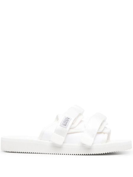  Suicoke Logo Touch-strap Slides - White 