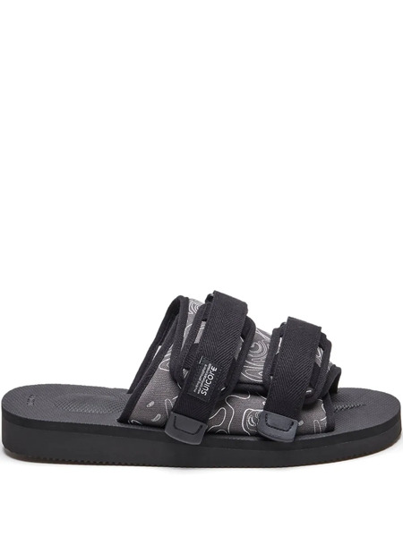  Suicoke Triple-strap Patterned Sandals - Black 