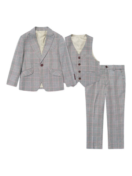  Suitlab Kids Checked Three-piece Suit - Grey 