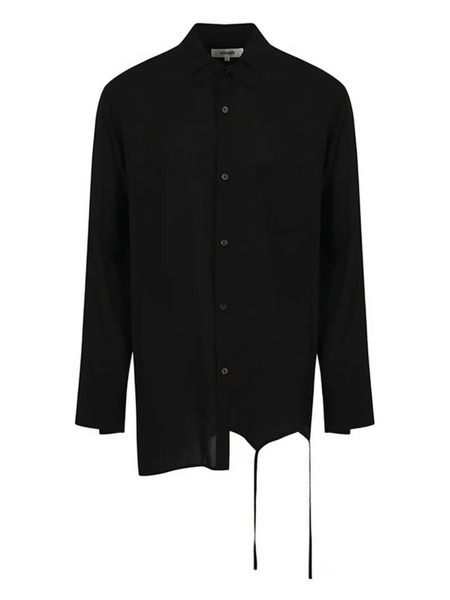  Sulvam Asymmetrical Drawstring Shirt - Black 
