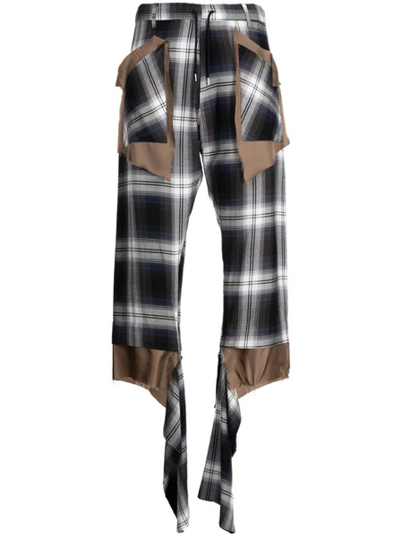  Sulvam Check-print Asymmetric Trousers - Blue 