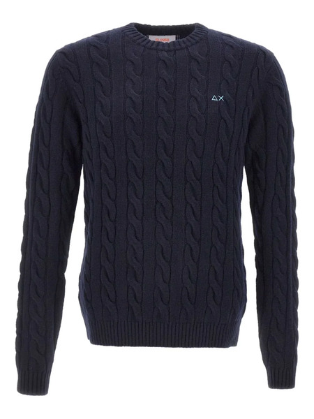  Sun68 Cable-knit Logo Sweater - Blue 