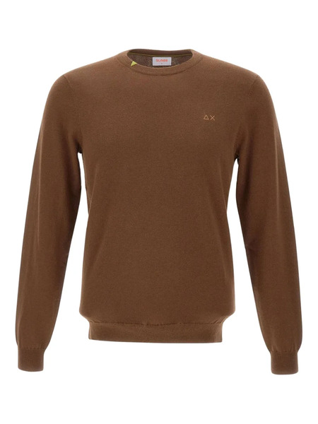 Sun68 Logo-embroidered Ribbed-cuff Sweater - Brown 