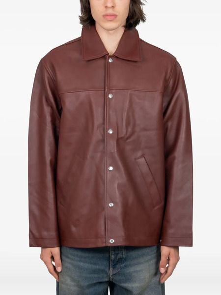  Sunflower Button-fastening Leather Jacket - Red 