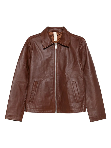  Sunflower Zip-up Leather Jacket - Brown 