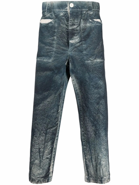  Sunnei Bleached-effect Cropped Trousers - Blue 