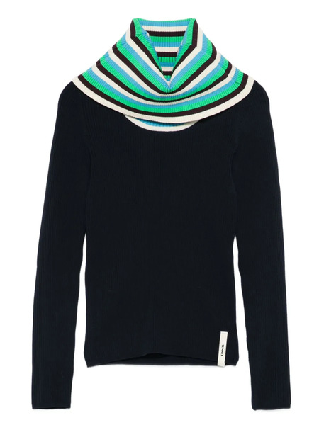  Sunnei Folded Striped Long-sleeve Sweater - Blue 