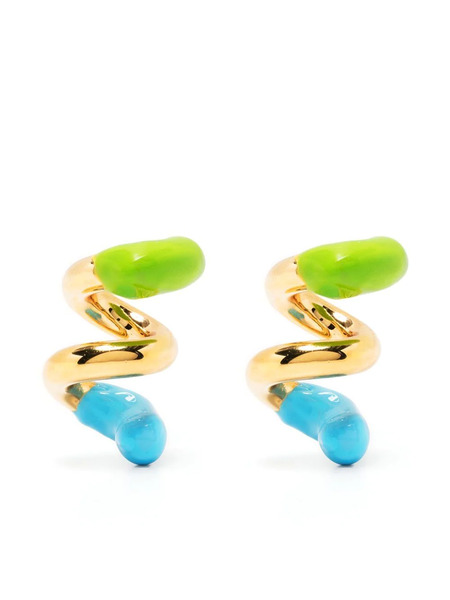  Sunnei Small Rubberized Curly Earrings - Gold 