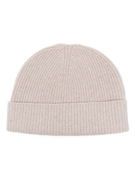  Sunspel Cashmere Ribbed Beanie Hat - Neutrals 