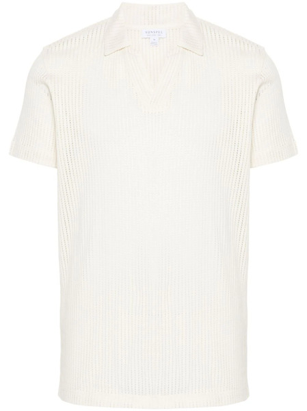  Sunspel Linear Mesh Design Polo Shirt - Neutrals 