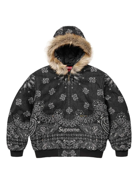  Supreme Bandana-jacquard Denim Jacket - Black 