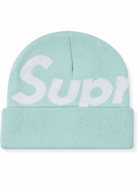  Supreme Big Logo Knitted Beanie - Blue 