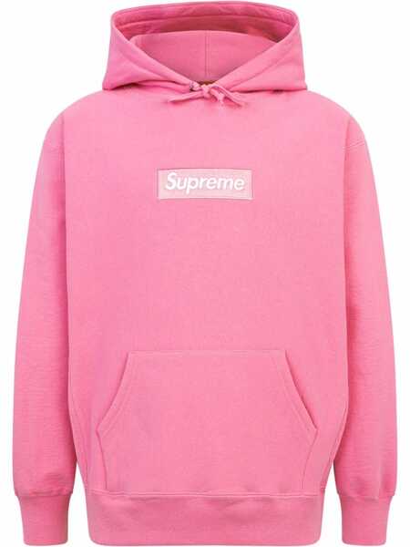  Supreme Box Logo Drawstring Hoodie - Pink 