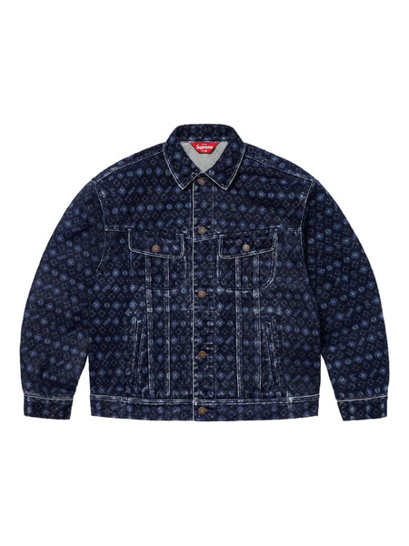  Supreme Flocked Denim Jacket - Blue 