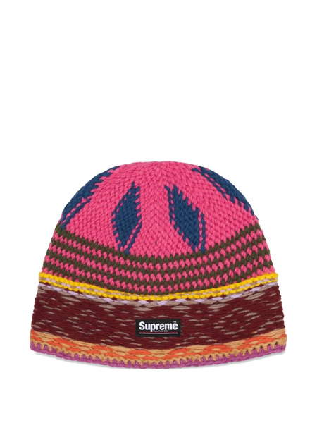  Supreme Logo-patch Beanies Hat - Pink 