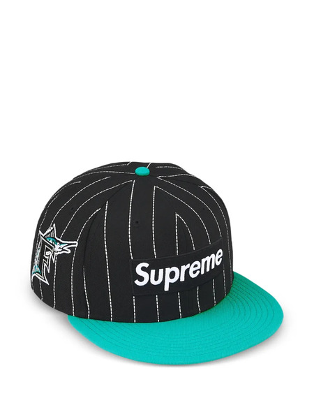  Supreme Mlb Teams Box Logo Striped Cap - Black 