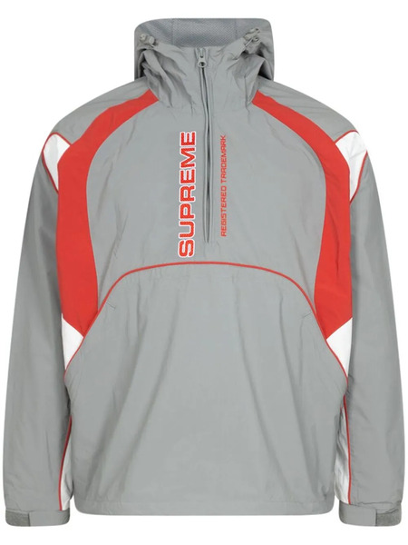  Supreme Panelled Half Zip Hooded Jacket - Grey 