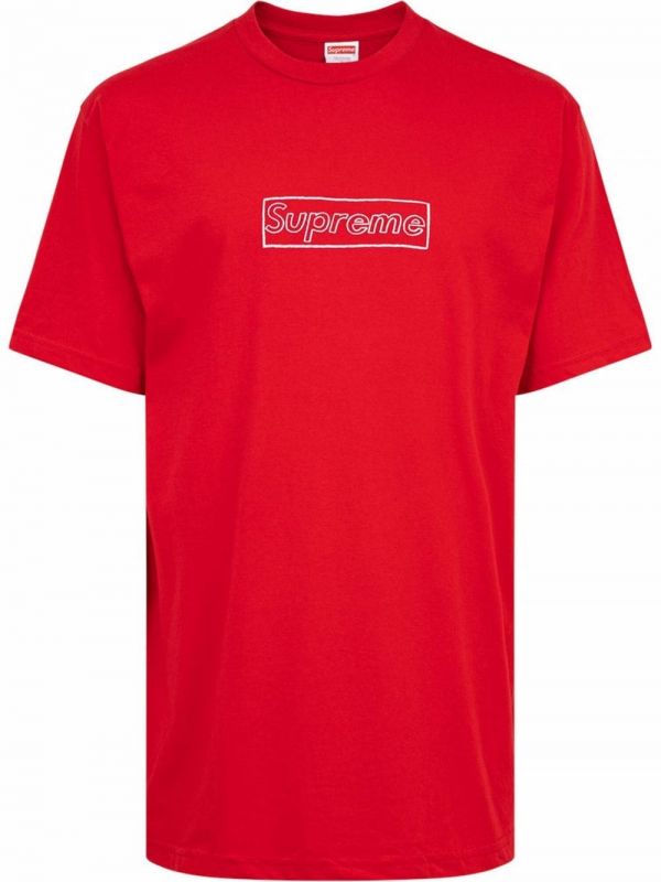  Supreme X Kaws Chalk Logo T-shirt - Red 