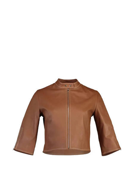  Susan Bender Tab-collar Biker Jacket - Brown 