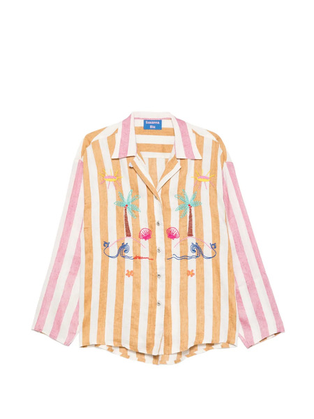  Susanna Blu Embroidered Striped Shirt - White 