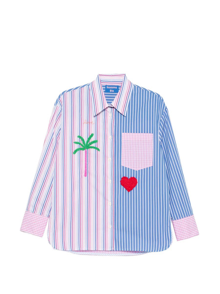  Susanna Blu Striped Embroidered Shirt - Blue 